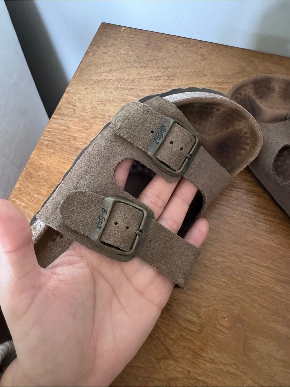BioStep Brown Suede Leather Slide On Sandals Size 9